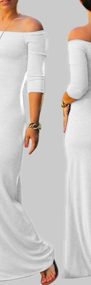 New plus maternity maxi mumu no shoulder off dress - Picture 2 of 5